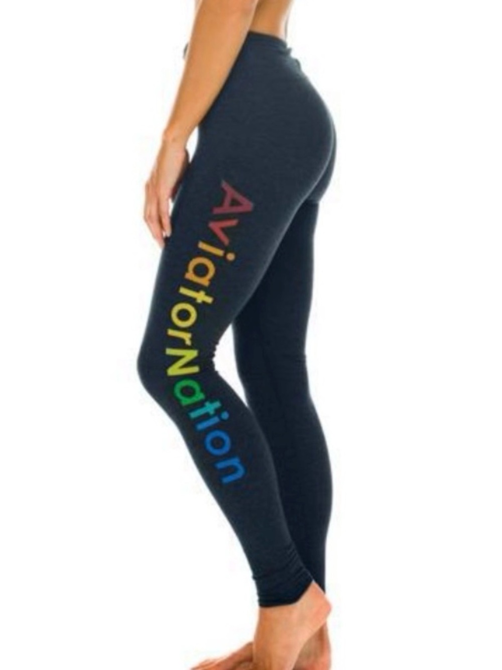Aviator Nation Rainbow Spellout crop Leggings S